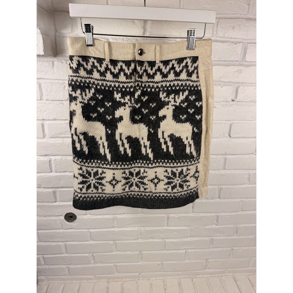 Free People Size 2 Reindeer Fair Isle Knit Mini Skirt Wool Alpaca Nordic